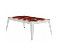 René Pierre Billard Steel Chene Sable Pieds Blanc Drap Rouge