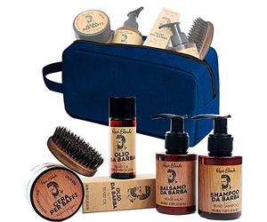 Renée Blanche Man Beard Kit - Set composé de shampooing, revitalisant, huile, cire et brosse à barbe avec poils de sanglier renforcés Made In Italy + ALTÉAX® Beauty - Excellente idée cadeau