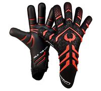 Renegade GK Apex Phoenix 2.0 Gants de Gardien de But Professionnels sans Bretelles | Poignée de Contact EXT 4 mm | Gants de Gardien de But de Football Noirs et Rouges (Taille 6, Jeunesse, Junior)