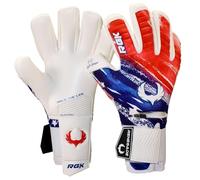 Renegade GK Eclipse Liberty Gants de Gardien de But Professionnel avec Doigts Taille 9 pour Jeunes Adultes Coupe Niveau 5 Noir Rouge Blanc Bleu