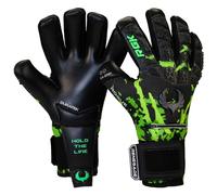 Renegade GK Édition limitée Rogue Venom Gants de gardien de but avec protection des doigts Pro | 4 mm Giga Grip | Gants de gardien de but de football noirs et verts (taille 10, adulte, coupe de neg,