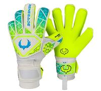 Renegade GK Vortex Wraith Gants De Gardien De But| 3.5+3mm Hyper Grip & 4mm Duratek | Neon Jaune & Blue Gant De Gardien De But Enfant (Taille 7, Jeunes, Rouleau Hybrid Cut)