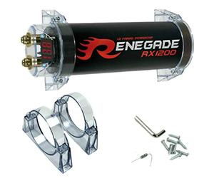 RENEGADE RX1200 Power Cap condensateur Audio 1,2 Farad pour systèmes jusqu'à 1200 Watts rms 1 2 3 4 5 10 condensateur Voiture spl Noir, 1 pièce