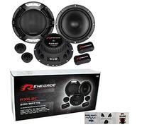 Renegade RX6.2C kit système 2 Voies 6.5" 165 mm 16.50 cm de diamètre 100 Watt rms 200 Watt Max woofer Tweeter Crossover Voiture 4 ohm Noir, la Paire + 3 Sticker Cadeau