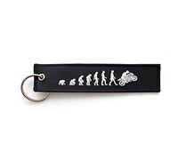 Renegade-Store Biker Evolution - Moto Porte-Clés en Plastique avec Porte-Clés brodé & Anti-Rayures (130 x 30 mm, Noir). Idéal pour Votre Moto