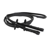 Rênes pour cheval caoutchouc doux avec stops QHP Noir Poney