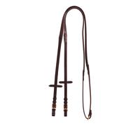 Rênes pour cheval en cuir et caoutchouc pour bridon anglais avec boucles Equestro Marron Cob