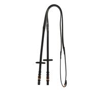 Rênes pour cheval en cuir et caoutchouc pour bridon anglais avec boucles Equestro Noir Cob