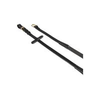 Rênes pour cheval en cuir et caoutchouc pour bridon anglais Equestro Noir Full