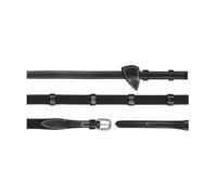 Rênes tissu pour cheval avec 9 arretoirs Dy’on - Noir - Cob