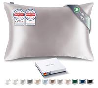 RENESSY Taie d'oreiller en Soie 100% Bio 40x60 cm - 22 Momme Soie de Mûrier, Grade 6A, Certifiée Oeko-Tex en Allemagne - Luxe pour Les Cheveux et la Peau, 1 Pièce (Lavande Pâle)