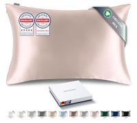RENESSY Taie d'oreiller en Soie 100% Bio 50x75 cm - 22 Momme Soie de Mûrier, Grade 6A, Certifiée Oeko-Tex en Allemagne - Luxe pour Les Cheveux et la Peau, 1 Pièce (Rose Céleste)