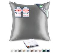 RENESSY Taie d'oreiller en Soie 100% Bio 80x80 cm - 22 Momme Soie de Mûrier, Grade 6A, Certifiée Oeko-Tex en Allemagne - Luxe pour Les Cheveux et la Peau, 1 Pièce (Gris Graphite)