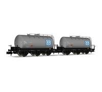 RENFE, ensemble de 2 wagons-citernes à 3 essieux, livrée CAMPSA, ép. IV (logo bl