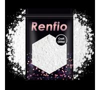 Renfio Blanc perle Paillettes épaisses, 100g 3,5oz en poudre fine mélangée, paillettes irisées en PET pour le visage, la résine artisanale,la peinture sur verre,les cheveux et le corps - Blanc perle