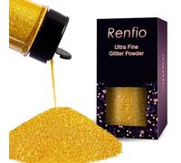 Renfio Homebrush - Poudre de paillettes ultra fines en résine métallique de 60 g, flocons d'époxy, paillettes de 0,2 mm, pour gobelets, slime, décoration - Homebrush doré