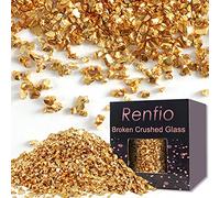 Renfio Paillettes en verre écrasé cassées écrasées de 2 à 4 mm - Petits éclats irréguliers et épais - 200 g - Gravier à paillettes pour coque de téléphone, géode en résine, dessous-de-verre, ornement