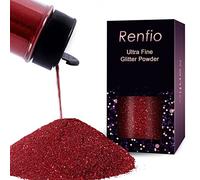 Renfio Paillettes Rouges - 60 g, Fines pour Loisirs Créatifs, Flocons en PET de 0,6 cm, Époxy pour Décorations de Noël, Résine, Gobelets - Rouge Fleur de Cerisier