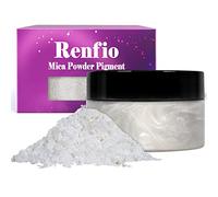 Renfio Pigment En Poudre De Mica 3,5 oz 100g, Naturel Colorant Pour Bougie, Colorant Resine Epoxy, Pour La De Fabrication De Savon, Slime, Bombes De Bain, Et Peinture, resine ongle - Diamant blanc