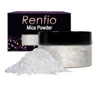 Renfio Pigment En Poudre De Mica 3,5 oz 100g, Naturel Colorant Pour Bougie, Colorant Resine Epoxy, Pour La De Fabrication De Savon, Slime, Bombes De Bain, Et Peinture, resine ongle - Diamant blanc
