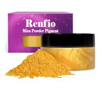 Renfio Pigment En Poudre De Mica 3,5 oz 100g, Naturel Colorant Pour Bougie, Colorant Resine Epoxy, Pour La De Fabrication De Savon, Slime, Bombes De Bain, Et Peinture, resine ongle - Doré clair