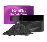 Renfio Pigment En Poudre De Mica 3,5 oz 100g, Naturel Colorant Pour Bougie, Colorant Resine Epoxy, Pour La De Fabrication De Savon, Slime, Bombes De Bain, Et Peinture, resine ongle - Noir