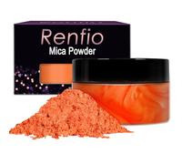 Renfio Pigment en poudre de mica - Teinture naturelle métallique - Perle minérale scintillante - Résine époxy - Pour peinture, fabrication de savon, bombes de bain - 100 g - Orange