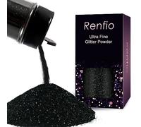 Renfio Poudre De Holographique Paillette Ultra Fines En Résine Métallique De 1,76oz 50g, Pour Paillettes Corps, Paillettes Visage, Ongles Nail Art, Maquillage Festival, Décoration - Noir
