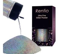 Renfio Poudre De Holographique Paillette Ultra Fines En Résine Métallique De 2,11oz 60g, Pour Paillettes Corps, Paillettes Visage, Ongles Nail Art, Maquillage Festival - Diamant Argenté laser