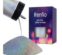 Renfio Poudre de paillettes holographique ultra fine 160 g, résine métallique, paillettes PET paillettes pour bricolage, puces époxy de 0,2 mm, flocons pour verres à boire, slime, diamant laser