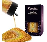 Renfio - Poudre de paillettes holographiques ultra fines métalliques, 60 g, paillettes en résine métallique, 2,11 oz, paillettes PET, pour loisirs créatifs, paillettes, 1/128" 0,008" 0,2 mm, copeaux