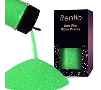 Renfio Poudre de paillettes irisée ultra fine en résine fluorescente pour loisirs créatifs, peinture à base de slime, loisirs créatifs, décoration de vacances, 50 g - Vert fluo