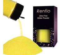 Renfio Poudre de paillettes irisées ultra fines en résine pour loisirs créatifs, paillettes, paillettes époxy, paillettes pour gobelets, décoration de vacances, 50 g - Jaune citron