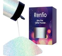 Renfio Poudre de paillettes ultra fine irisée, 160 g, résine métallique, paillettes PET, paillettes pour bricolage, copeaux époxy de 0,2 mm, flocons pour gobelets, slime - blanc coloré