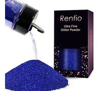 Renfio Poudre de paillettes ultra fines bleu métallisé 80 ml pour verres en résine, peinture Slime, art, décoration d'ongles, bleu océan profond