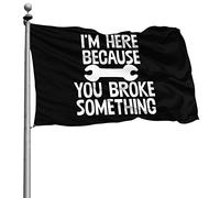 Renforcé Bruant Résistants Aux Intempéries Drapeaux De Pirate Je Suis Ici Parce Que Tu As Cassé Quelque Chose 90X150Cm Bannière Extérieure Pour Bar Extérieur Anniversaire
