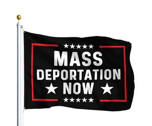 Renforcé Drapeau Déportation Massive Maintenant Drapeaux Couleurs Vives Suspendus Fanion Pour Fête Jardin Manif 90X150Cm