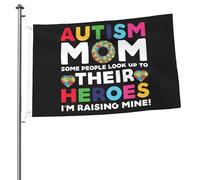 Renforcé Drapeau Pirate Maman D'Un Enfant Autiste. Certains Admirent Leurs Héros, Moi J'Élève Les Miens. Drapeaux Résistant À La Décoloration Bannière Extérieure Pour Balcon 90X150Cm