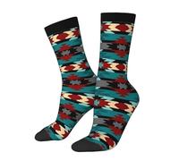Renforcées Homme Chaussettes Occidental Ethnique Sud-Ouest Amérindien Aztèque Navajo Socquettes de Sport Classiques Chaussettes de Sports pour Courir Basketball Handball 40cm