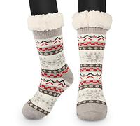 RenFox Chaussettes de pantoufle, Antidérapantes Chaussons, Non Glissement de Epaisse Molleton Doublées Chaussettes anti-dérapantes de dames d'hiver, Femme Fille Christmas Chaussettes