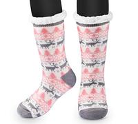 RenFox Chaussettes de pantoufle, Antidérapantes Chaussons, Non Glissement de Epaisse Molleton Doublées Chaussettes anti-dérapantes de dames d'hiver, Femme Fille Christmas Chaussettes