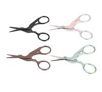 Rengue Ciseaux Grue 4 Pack Ciseaux de Broderie Rétro 3,5 Pouces | Acier à Haute Teneur en Carbone doré et argenté, forgé à Chaud pour Couper Tissu, Papier, Ongles, Poignée Ergonomique,