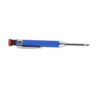 Rengue Crayon de Menuisier Mécanique, Long Nez Métallique pour Trou (BLUE) | Outil de Marquage pour Bois Robuste, Affûteur intégré, Recharge de 2,8 Mm D'épaisseur, Pince de Poche, Marquage sur Métal,