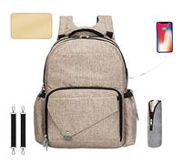 Rengzun Grand Capacité Sacs à Dos à Langer pour Bébé avec Interface USB Imperméable Multifonction Maman Papa Sac à Langer Mères et Soins des Bébés Sac à Dos Sac à Main