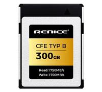 RENICE Pro Carte compactflash CFexpress Type B 300GB Lecture Continue 1750MB/S Ecriture Continue 1700MB/S Adoptez PCIe Mode pSLC pour Photographe Caméra Professionnel Support Vidéos en 12K