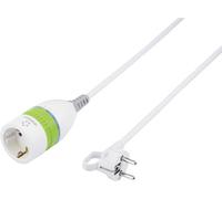 Renkforce 1362918 Rallonge électrique blanc, vert 5.00 m H05VV-F 3G 1,5 mm² avec interrupteur intermédiaire