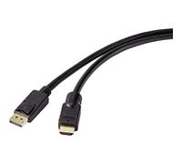Câble adaptateur Renkforce DisplayPort / HDMI Fiche mâle DisplayPort, Fiche mâle HDMI-A 10.00 m noir RF-4581870 Câble DisplayPort