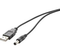 Renkforce Câble électrique USB USB 2.0 USB-A mâle, Connecteur DC 5,5 mm 1.00 m noir contacts dorés RF-4079664