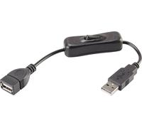 Renkforce Câble USB USB 2.0 USB-A mâle, USB-A femelle 0.25 m noir avec interrupteur On/Off, contacts dorés RF-3322982