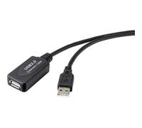 Renkforce Câble USB USB 2.0 USB-A mâle, USB-A femelle 10.00 m noir actif avec amplification du signal RF-4535084